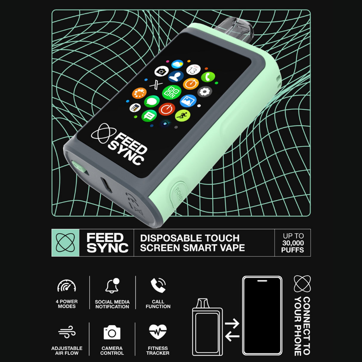 FEED SYNC TOUCH SCREEN SMART DISPOSABLE VAPE - 30,000 PUFFS